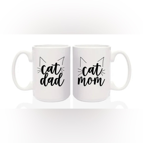 ⭐️Cat Dad & Cat Mom 15 ounce Ceramic Mugs⭐️ - Picture 1 of 5